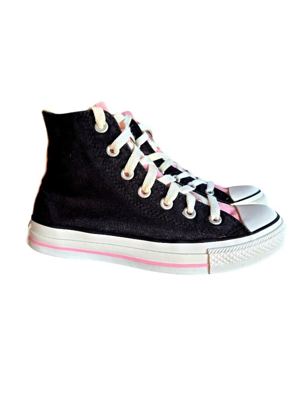 Converse Chuck Taylor All Star Black Pink High Top Sneakers Size 6 - Picture 1 of 11